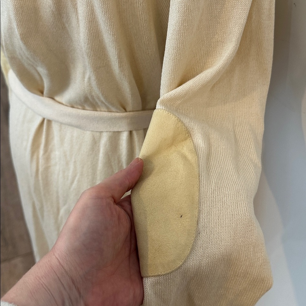 Ralph Lauren Vintage Silk Cashmere Leather Cream Knit Cardigan Old Money Large - Picture 5 of 9